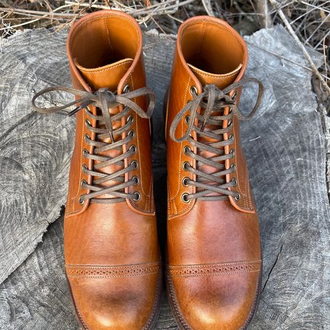 View photo of Viberg Service Boot BCT in Shinki Cognac Teacore Horsebutt