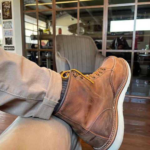 View photo of Red Wing 6-Inch Classic Moc in S.B. Foot Copper Rough and Tough