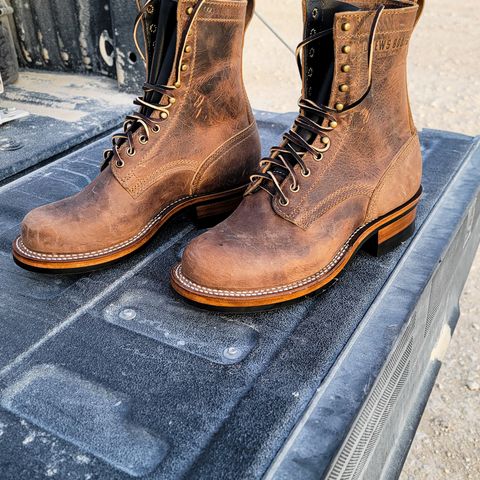 View photo of Drew's Boots 8" Workboot in Rowdy Smooth