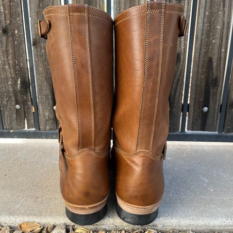 View photo of Motor Dress Engineer Boots in Natural Italian Horsebutt