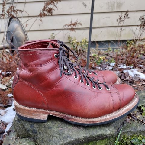 Unmarked Archie Boots in La Señora Red Horse Glazed Pull-up