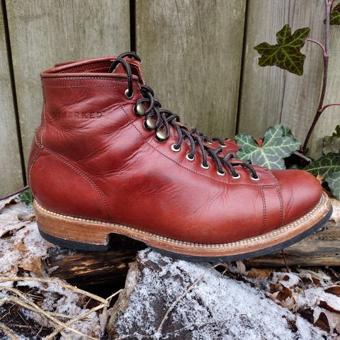 Unmarked Archie Boots in La Señora Red Horse Glazed Pull-up