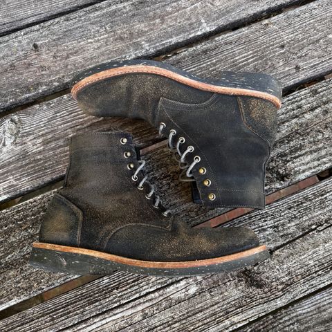Oak Street Bootmakers Trench Boot in Horween Natural Indigo Chromexcel Roughout
