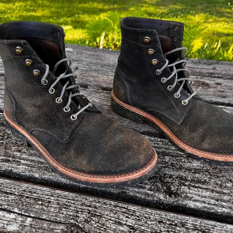 Oak Street Bootmakers Trench Boot in Horween Natural Indigo Chromexcel Roughout