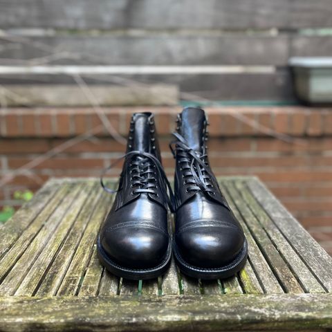 Black Sign Army Last Mid Cut Dress Boot in Black Kangaroo (Made in Italy)