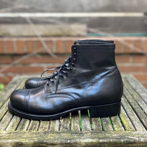 Black Sign Army Last Mid Cut Dress Boot in Black Kangaroo (Made in Italy)
