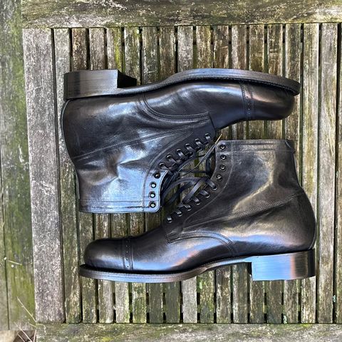 Black Sign Army Last Mid Cut Dress Boot in Black Kangaroo (Made in Italy)