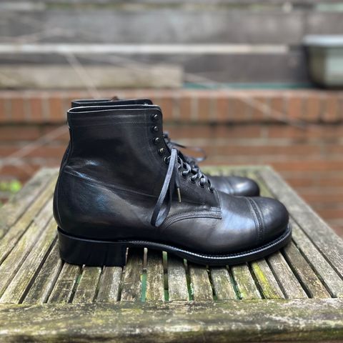 Black Sign Army Last Mid Cut Dress Boot in Black Kangaroo (Made in Italy)