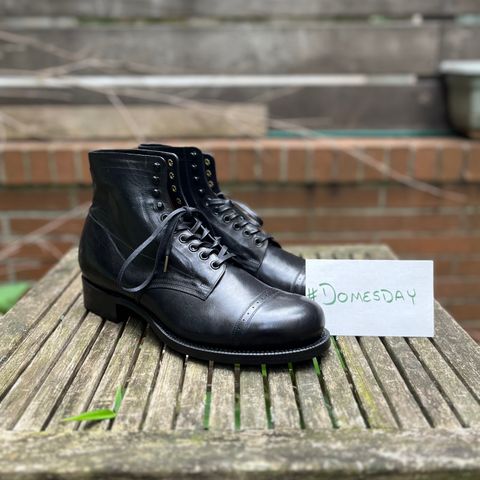 Black Sign Army Last Mid Cut Dress Boot in Black Kangaroo (Made in Italy)