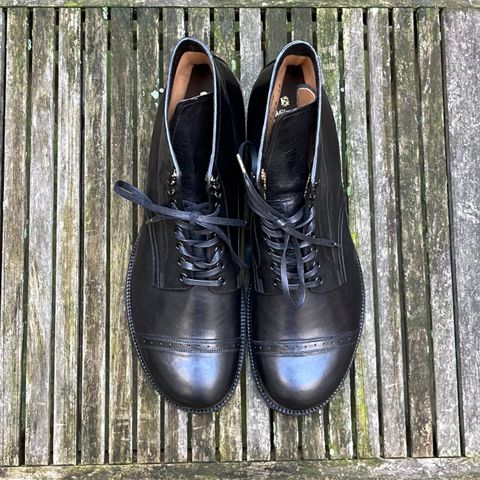 Black Sign Army Last Mid Cut Dress Boot in Black Kangaroo (Made in Italy)