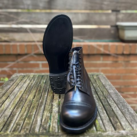 Black Sign Army Last Mid Cut Dress Boot in Black Kangaroo (Made in Italy)
