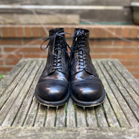 Black Sign Army Last Mid Cut Dress Boot in Black Kangaroo (Made in Italy)