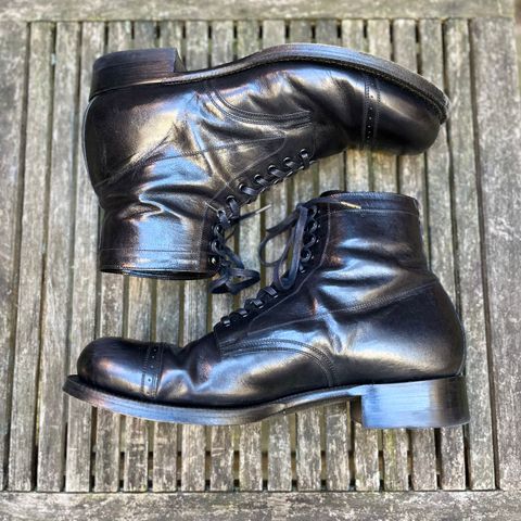 Black Sign Army Last Mid Cut Dress Boot in Black Kangaroo (Made in Italy)