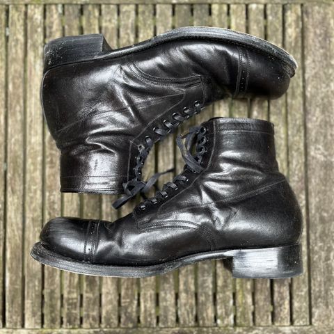 View photo of Black Sign Army Last Mid Cut Dress Boot in Black Kangaroo (Made in Italy)