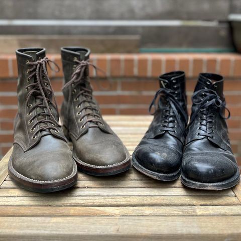 Black Sign Army Last Mid Cut Dress Boot in Black Kangaroo (Made in Italy)