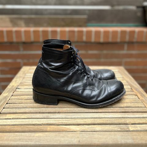 Black Sign Army Last Mid Cut Dress Boot in Black Kangaroo (Made in Italy)