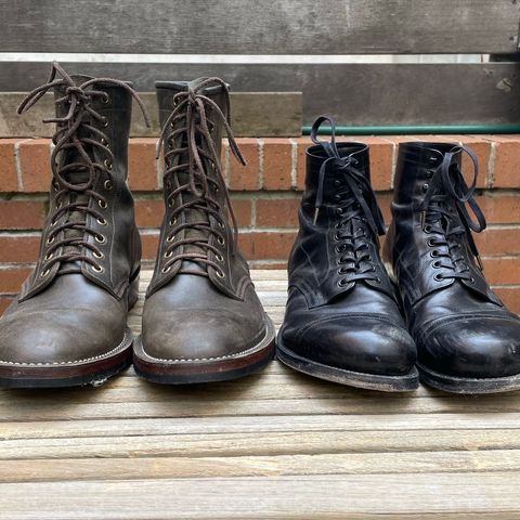 Black Sign Army Last Mid Cut Dress Boot in Black Kangaroo (Made in Italy)