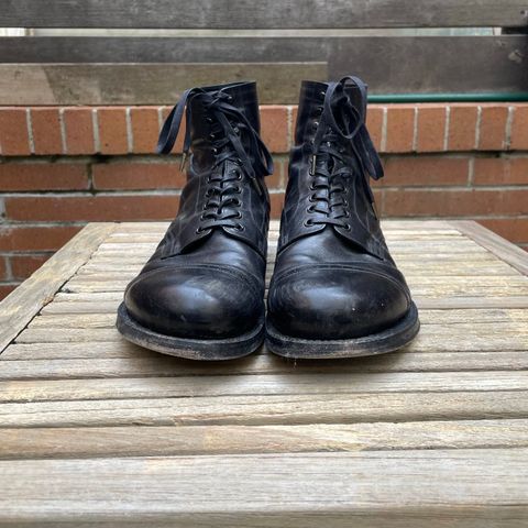 Black Sign Army Last Mid Cut Dress Boot in Black Kangaroo (Made in Italy)