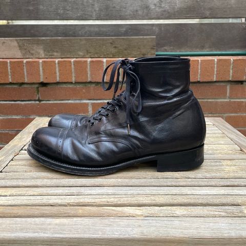 Black Sign Army Last Mid Cut Dress Boot in Black Kangaroo (Made in Italy)