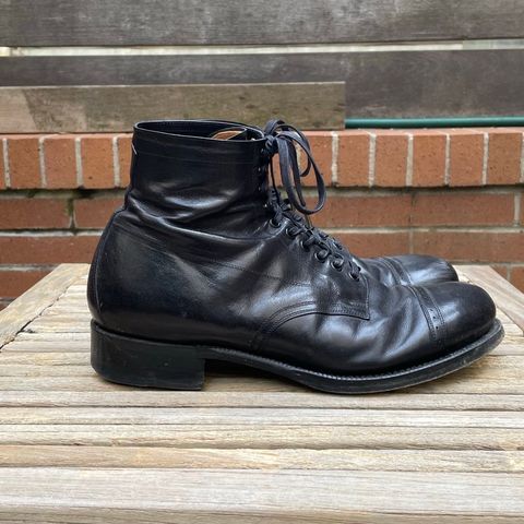 Black Sign Army Last Mid Cut Dress Boot in Black Kangaroo (Made in Italy)