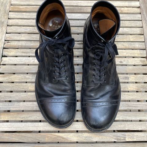 Black Sign Army Last Mid Cut Dress Boot in Black Kangaroo (Made in Italy)