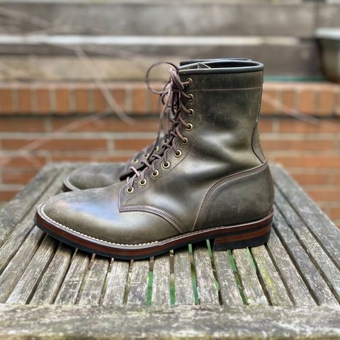 View photo of Onderhoud SVC02 Packer Boot in Maryam Waxed Salvia Horsebutt