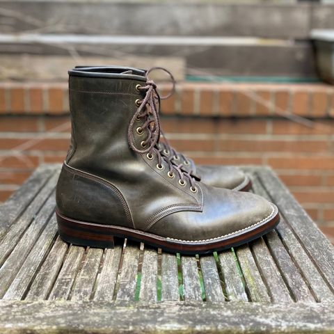 View photo of Onderhoud SVC02 Packer Boot in Maryam Waxed Salvia Horsebutt