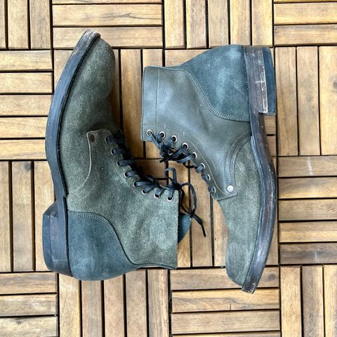 NF Bootmaker Belmont Boot in Horween Ink Essex & Horween Tumbled Black Latigo & Horween Reverse Ink Essex & Horween Reverse Tumbled Black Latigo