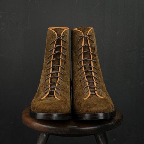 Briselblack The Buck Wholecut Lace to Toe in C.F. Stead Polo Brown Janus Calf Suede