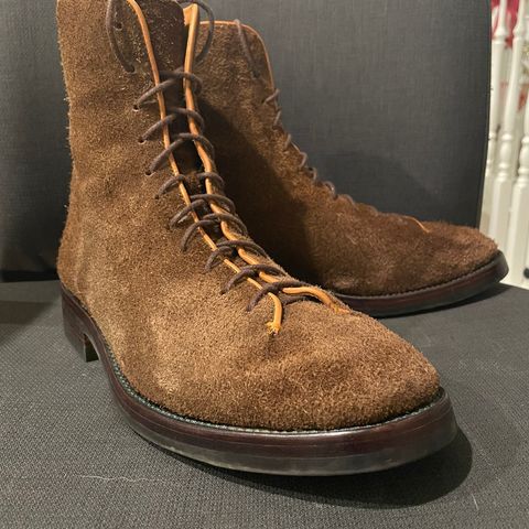 Briselblack The Buck Wholecut Lace to Toe in C.F. Stead Polo Brown Janus Calf Suede