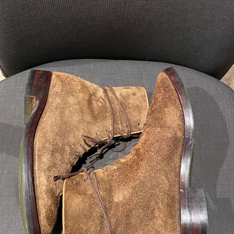 Briselblack The Buck Wholecut Lace to Toe in C.F. Stead Polo Brown Janus Calf Suede