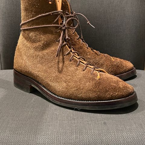 Briselblack The Buck Wholecut Lace to Toe in C.F. Stead Polo Brown Janus Calf Suede