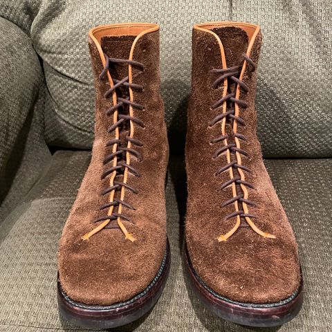 Briselblack The Buck Wholecut Lace to Toe in C.F. Stead Polo Brown Janus Calf Suede