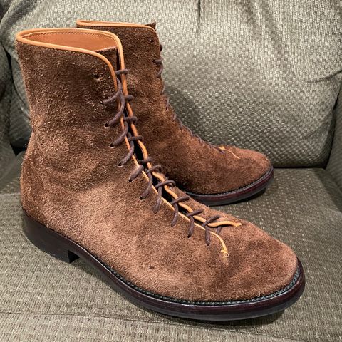 Briselblack The Buck Wholecut Lace to Toe in C.F. Stead Polo Brown Janus Calf Suede