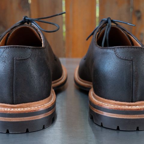 Grant Stone Plain Toe Blucher in C.F. Stead Earth Waxy Commander Suede