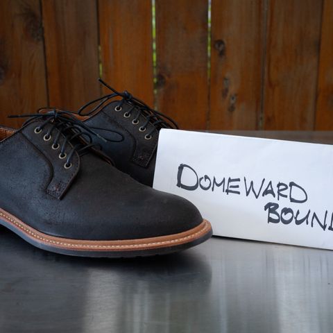 Grant Stone Plain Toe Blucher in C.F. Stead Earth Waxy Commander Suede