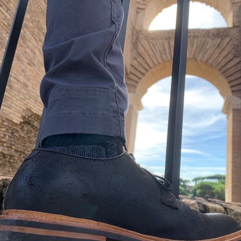 Grant Stone Plain Toe Blucher in C.F. Stead Earth Waxy Commander Suede