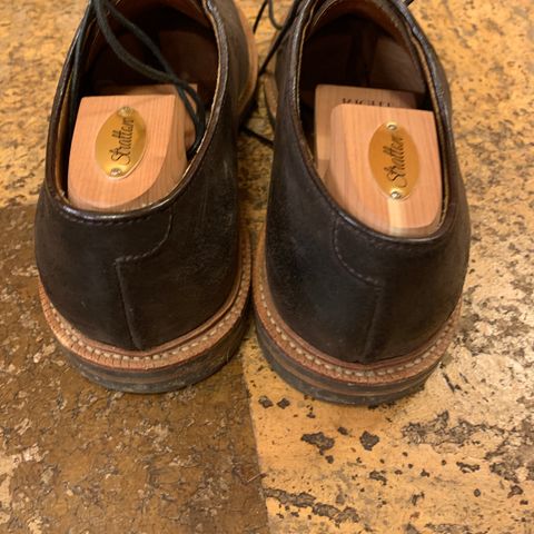 Grant Stone Plain Toe Blucher in C.F. Stead Earth Waxy Commander Suede