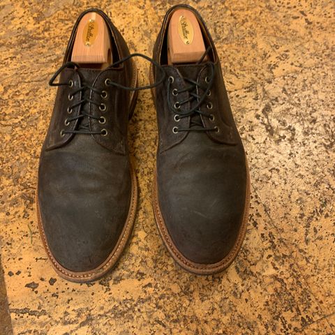 Grant Stone Plain Toe Blucher in C.F. Stead Earth Waxy Commander Suede