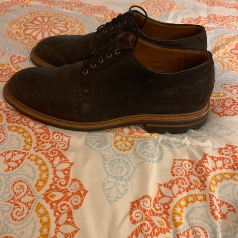 Grant Stone Plain Toe Blucher in C.F. Stead Earth Waxy Commander Suede