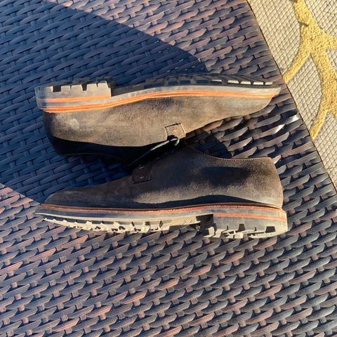 Grant Stone Plain Toe Blucher in C.F. Stead Earth Waxy Commander Suede