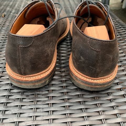 Grant Stone Plain Toe Blucher in C.F. Stead Earth Waxy Commander Suede