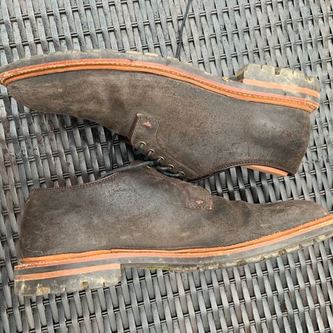 Grant Stone Plain Toe Blucher in C.F. Stead Earth Waxy Commander Suede