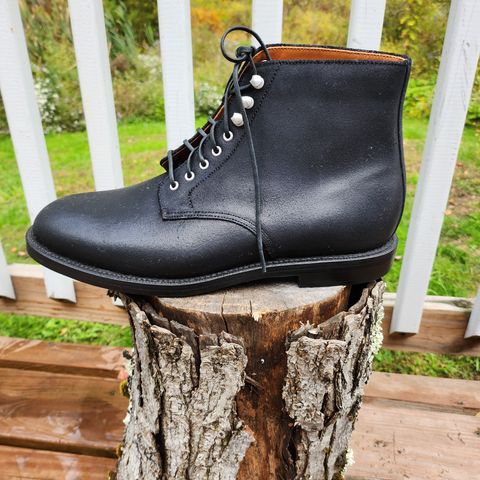 Grant Stone Edward Boot in C.F. Stead Black Waxy Commander Suede