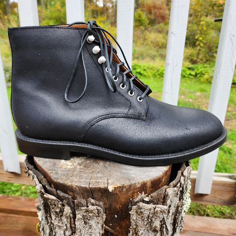 Grant Stone Edward Boot in C.F. Stead Black Waxy Commander Suede