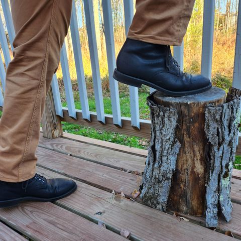 Grant Stone Edward Boot in C.F. Stead Black Waxy Commander Suede