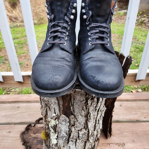 Grant Stone Edward Boot in C.F. Stead Black Waxy Commander Suede