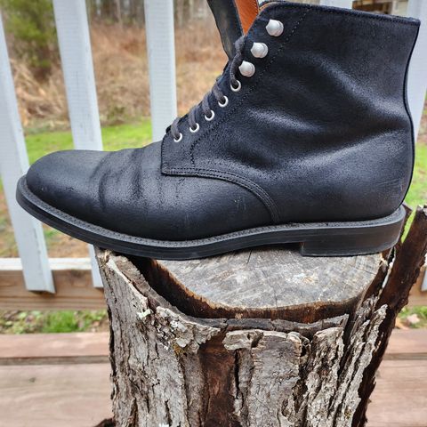 Grant Stone Edward Boot in C.F. Stead Black Waxy Commander Suede
