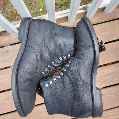 Grant Stone Edward Boot in C.F. Stead Black Waxy Commander Suede
