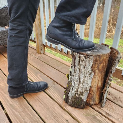 Grant Stone Edward Boot in C.F. Stead Black Waxy Commander Suede
